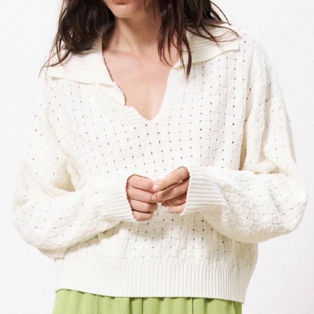 FRNCH Paris Paulia Sweater Cream White Jumper Collar Women’s Small